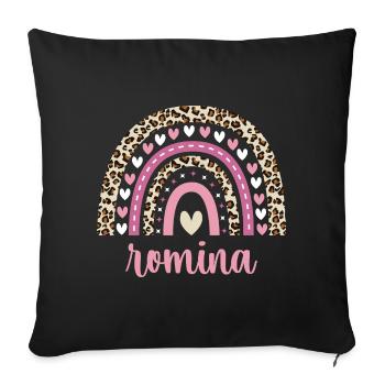 Romina Regenbogen Name Geburtstag Romina - Sofakissenbezug 45 x 45 cm - Schwarz - Vorne