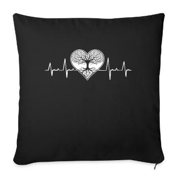 Conception de battement de cœur avec un arbre - Housse de coussin décorative 45 x 45 cm - noir - Devant