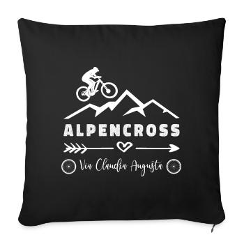 Alpencross Via Claudia Augusta Fahrrad MTB Ebike - Sofakissenbezug 45 x 45 cm - Schwarz - Vorne