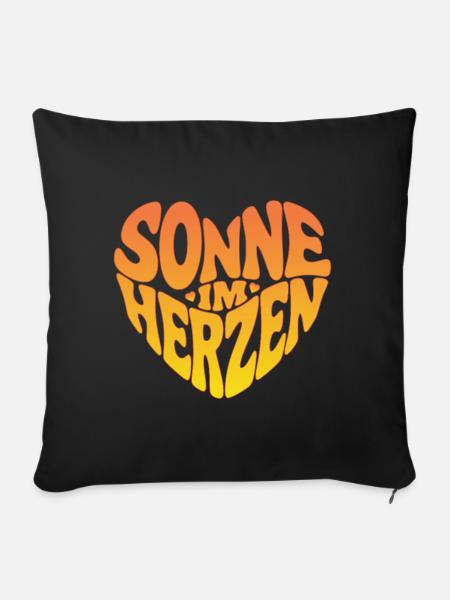 Sonne im Herzen - Sofakissenbezug 45 x 45 cm - Schwarz