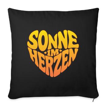 Sonne im Herzen - Sofakissenbezug 45 x 45 cm - Schwarz - Vorne
