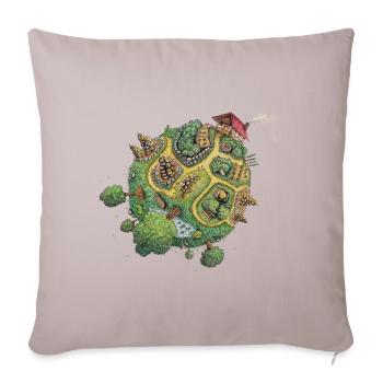 Planète Hortus - planète verte - Housse de coussin décorative 45 x 45 cm - taupe clair - Devant