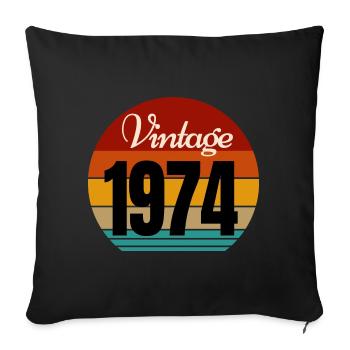 millésime 1974 - Housse de coussin décorative 45 x 45 cm - noir - Devant
