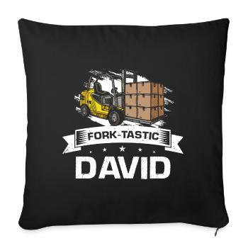 Warehouse workers for forklift drivers and forklifts - Sofa pillowcase 17,3'' x 17,3'' (45 x 45 cm) - black - Front