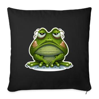 Cute Frog Amphibian Morning Grouch Grumpy Sleeping - Sofa pillowcase 17,3'' x 17,3'' (45 x 45 cm) - black - Front