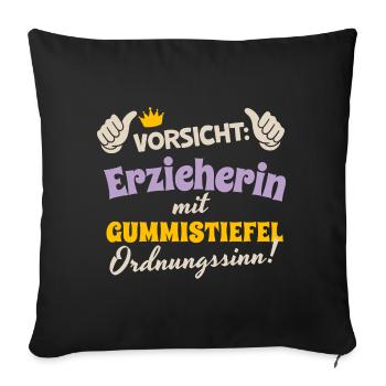 Erzieherin Weihnachten stiefel Ordnungssinn - Sofakissenbezug 45 x 45 cm - Schwarz - Vorne