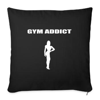 Gym Addict Bodybuilding Woman Edition white - Sofa pillowcase 17,3'' x 17,3'' (45 x 45 cm) - black - Front