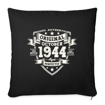 80e anniversaire mari Original octobre Vintage 1944 - Housse de coussin décorative 45 x 45 cm - noir - Devant