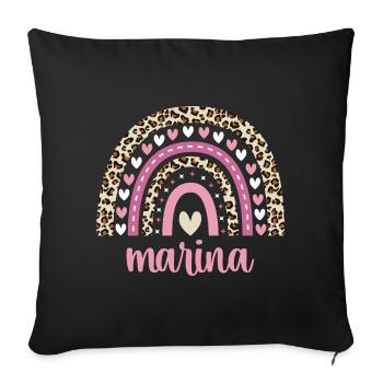 Marina Regenbogen Name Geburtstag Marina - Sofakissenbezug 45 x 45 cm - Schwarz - Vorne