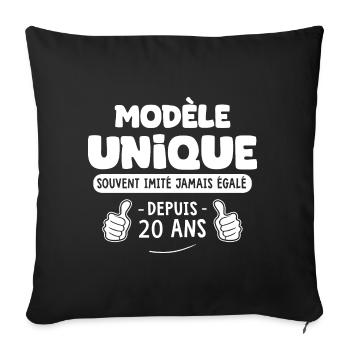 anniversaire 20 ans modèle unique depuis 20 ans - Housse de coussin décorative 45 x 45 cm - noir - Devant