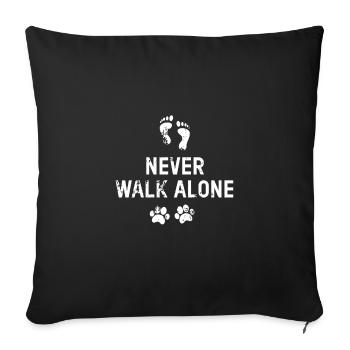 Never Walk Alone cute cat animal love gift - Sofa pillowcase 17,3'' x 17,3'' (45 x 45 cm) - black - Front