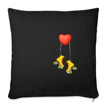 Un coeur pour le patin à roulettes - Housse de coussin décorative 45 x 45 cm - noir - Devant