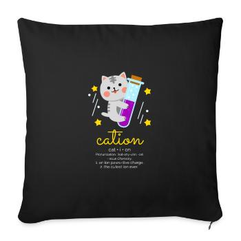 Cation Cation Chats Jeu de mots Chimie Chimie Nerd - Housse de coussin décorative 45 x 45 cm - noir - Devant