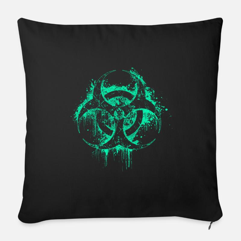 biohazard bio zombie biohazard halloween - Housse de coussin décorative 45 x 45 cm - noir