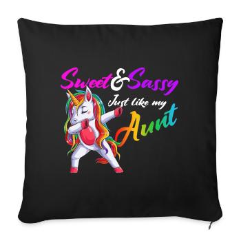 Tante Aunticorn Licorne Famille Lustig Licorne - Housse de coussin décorative 45 x 45 cm - noir - Devant