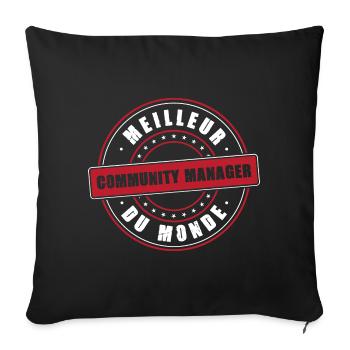 Meilleur community manager profession métier CM - Housse de coussin décorative 45 x 45 cm - noir - Devant