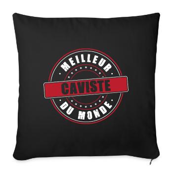 Meilleur caviste profession métier humour - Housse de coussin décorative 45 x 45 cm - noir - Devant