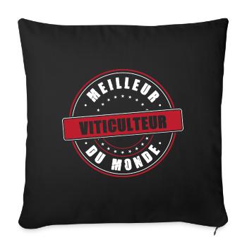 Meilleur viticulteur profession métier humour - Housse de coussin décorative 45 x 45 cm - noir - Devant