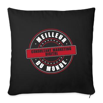 Meilleur Digital marketer profession métier humour - Housse de coussin décorative 45 x 45 cm - noir - Devant