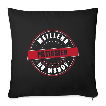 Meilleur pâtissier profession métier humour - Housse de coussin décorative 45 x 45 cm - noir - Devant