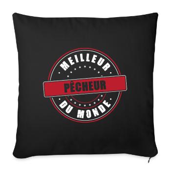 Meilleur pêcheur profession métier humour - Housse de coussin décorative 45 x 45 cm - noir - Devant