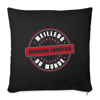 Meilleur ingénieur forestier profession humour - Housse de coussin décorative 45 x 45 cm - noir - Devant