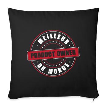 Meilleur product owner profession métier humour - Housse de coussin décorative 45 x 45 cm - noir - Devant