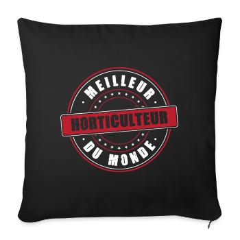 Meilleur horticulteur profession métier humour - Housse de coussin décorative 45 x 45 cm - noir - Devant