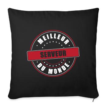 Meilleur serveur profession métier humour - Housse de coussin décorative 45 x 45 cm - noir - Devant