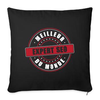 Meilleur expert seo profession métier humour - Housse de coussin décorative 45 x 45 cm - noir - Devant