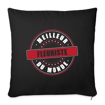 Meilleur fleuriste profession métier humour plante - Housse de coussin décorative 45 x 45 cm - noir - Devant