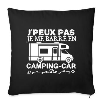 Camping Car Je Peux Pas Je Me Barre En Camping Car - Housse de coussin décorative 45 x 45 cm - noir - Devant