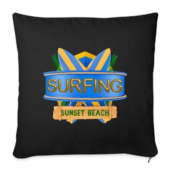 Hawaii, Surfing, Sunset Beach - Sofa pillowcase 17,3'' x 17,3'' (45 x 45 cm) - black - Front