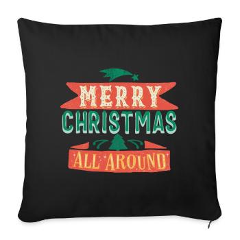 Merry Christmas - Retro lettering - Sofa pillowcase 17,3'' x 17,3'' (45 x 45 cm) - black - Front