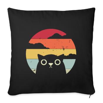 Cat Owner Cat Holder Vintage Retro Gift - Sofa pillowcase 17,3'' x 17,3'' (45 x 45 cm) - black - Front