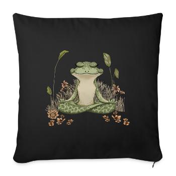 COTTAGECORE MÉDITANT ZEN YOGA GRENOUILLE - Housse de coussin décorative 45 x 45 cm - noir - Devant