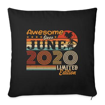 June 2020 Retro Vintage Juni 2020 birthday - Sofakissenbezug 45 x 45 cm - Schwarz - Vorne