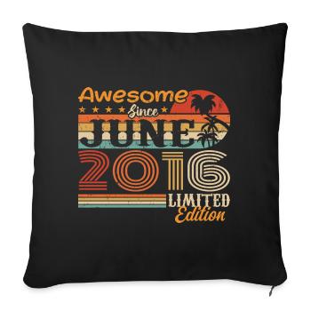 June 2016 Retro Vintage Juni 2016 birthday - Sofa pillowcase 17,3'' x 17,3'' (45 x 45 cm) - black - Front