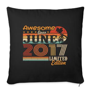 Juin 2017 Retro Vintage Juni 2017 anniversaire - Housse de coussin décorative 45 x 45 cm - noir - Devant