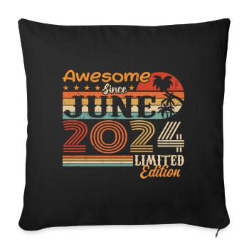 June 2024 Retro Vintage June 2024 birthday - Sofa pillowcase 17,3'' x 17,3'' (45 x 45 cm) - black - Front