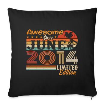 June 2014 Retro Vintage Juni 2014 birthday - Sofakissenbezug 45 x 45 cm - Schwarz - Vorne