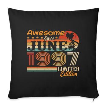 Juin 1997 Retro Vintage Juni 1997 anniversaire - Housse de coussin décorative 45 x 45 cm - noir - Devant