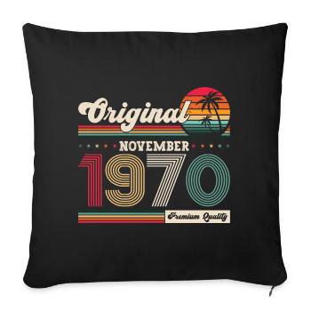 53rd Birthday Vintage November Vintage 1970's - Sofa pillowcase 17,3'' x 17,3'' (45 x 45 cm) - black - Front