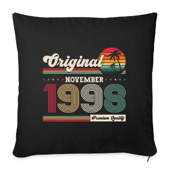 25th Birthday Vintage November Vintage 1998 - Sofa pillowcase 17,3'' x 17,3'' (45 x 45 cm) - black - Front
