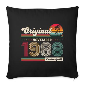 35th Birthday Vintage November Vintage 1988 - Sofa pillowcase 17,3'' x 17,3'' (45 x 45 cm) - black - Front