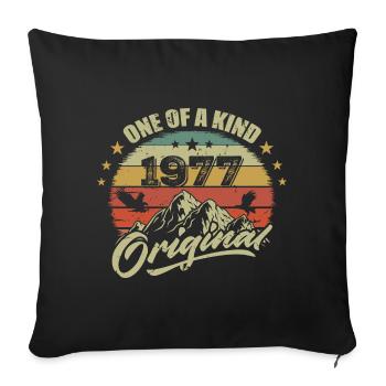 1977 Anniversaire vintage 1977 rétro né en 1977 - Housse de coussin décorative 45 x 45 cm - noir - Devant