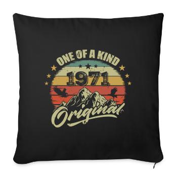 1971 Anniversaire vintage 1971 rétro né en 1971 - Housse de coussin décorative 45 x 45 cm - noir - Devant