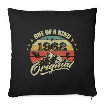 1962 Anniversaire vintage 1962 rétro né en 1962 - Housse de coussin décorative 45 x 45 cm - noir - Devant