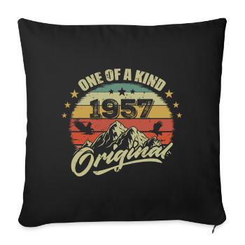 1957 Anniversaire vintage 1957 rétro né en 1957 - Housse de coussin décorative 45 x 45 cm - noir - Devant