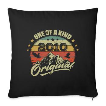 2010 Anniversaire vintage 2010 rétro né en 2010 - Housse de coussin décorative 45 x 45 cm - noir - Devant